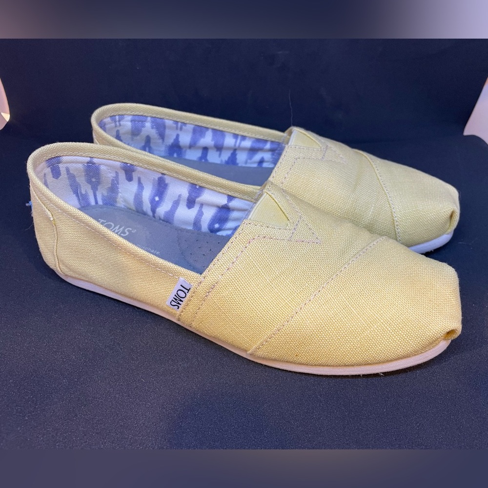 TOMS Yellow Canvas Slip-On Flats